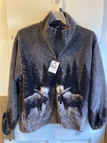 202  Women's Sweater Jacket Full Zip Fleece Animal Wildlife jacket