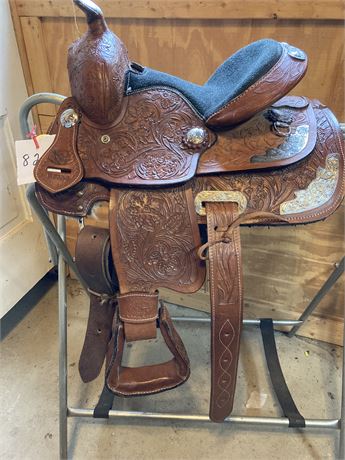 251 Horse Tack Tough-1  10  inWestern PONY Saddle  Carved Show Saddle w/Silver