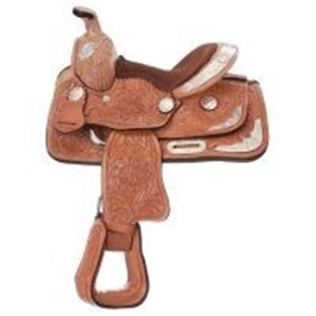8" Miniature Western Carved Show Saddle w/Silver  69